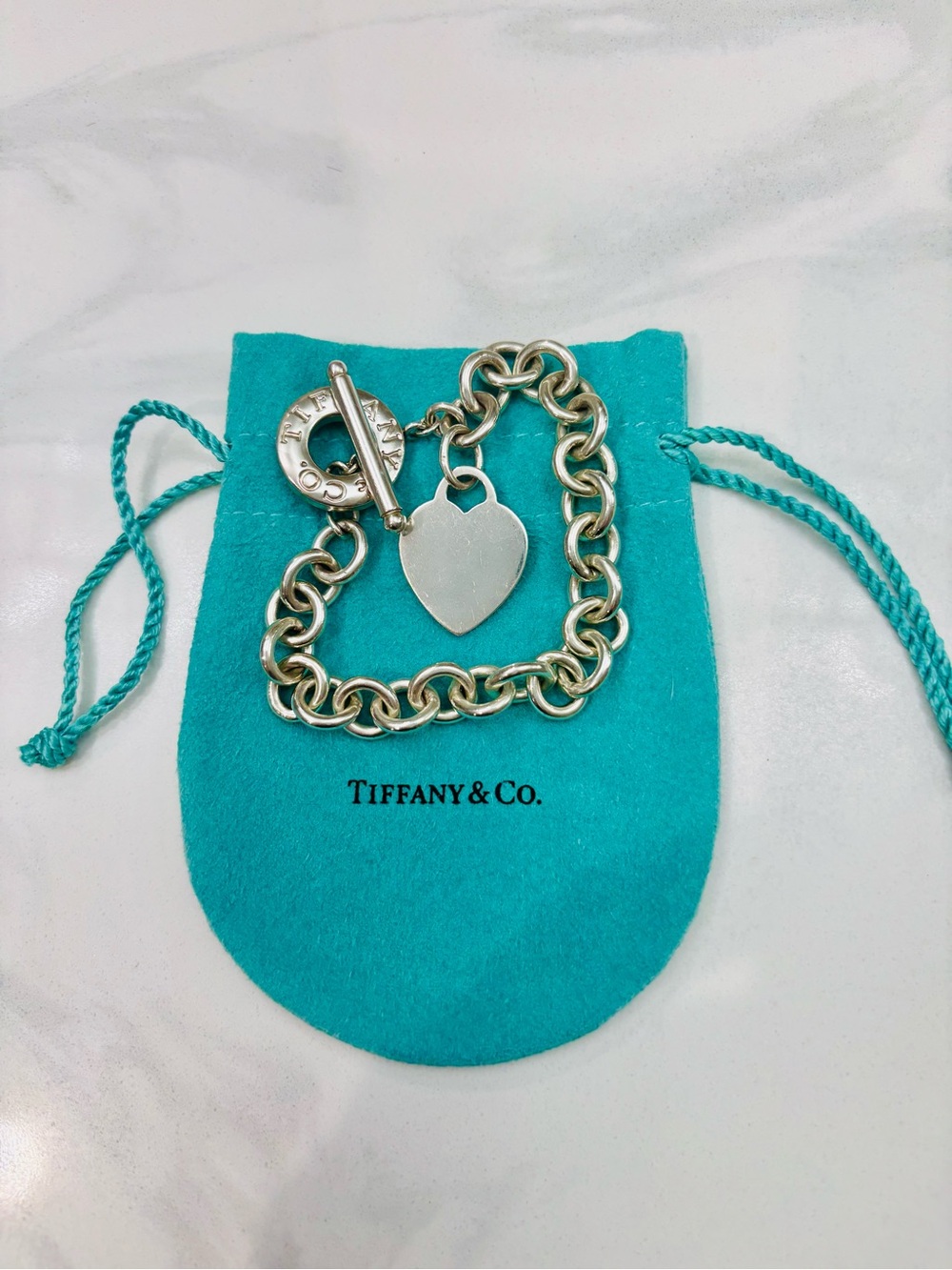 Tiffany & Co Sterling Silver 925 Bracelet with Heart Tag - Authentic